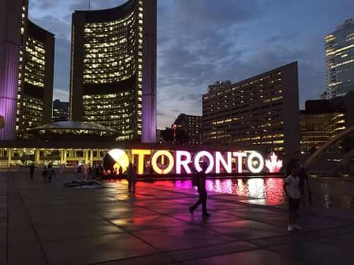 Toronto sign at night