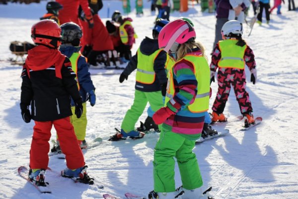 School children on ski slope School children on ski slope