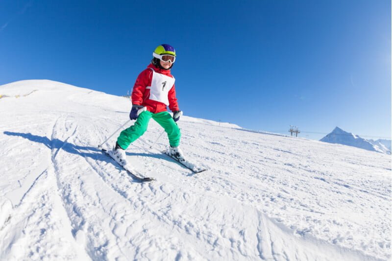 Young pupil skiing on school ski trip Young pupil skiing on school ski trip